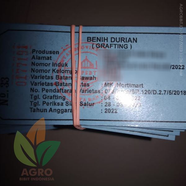 contoh label biru durian dan alpukat asli